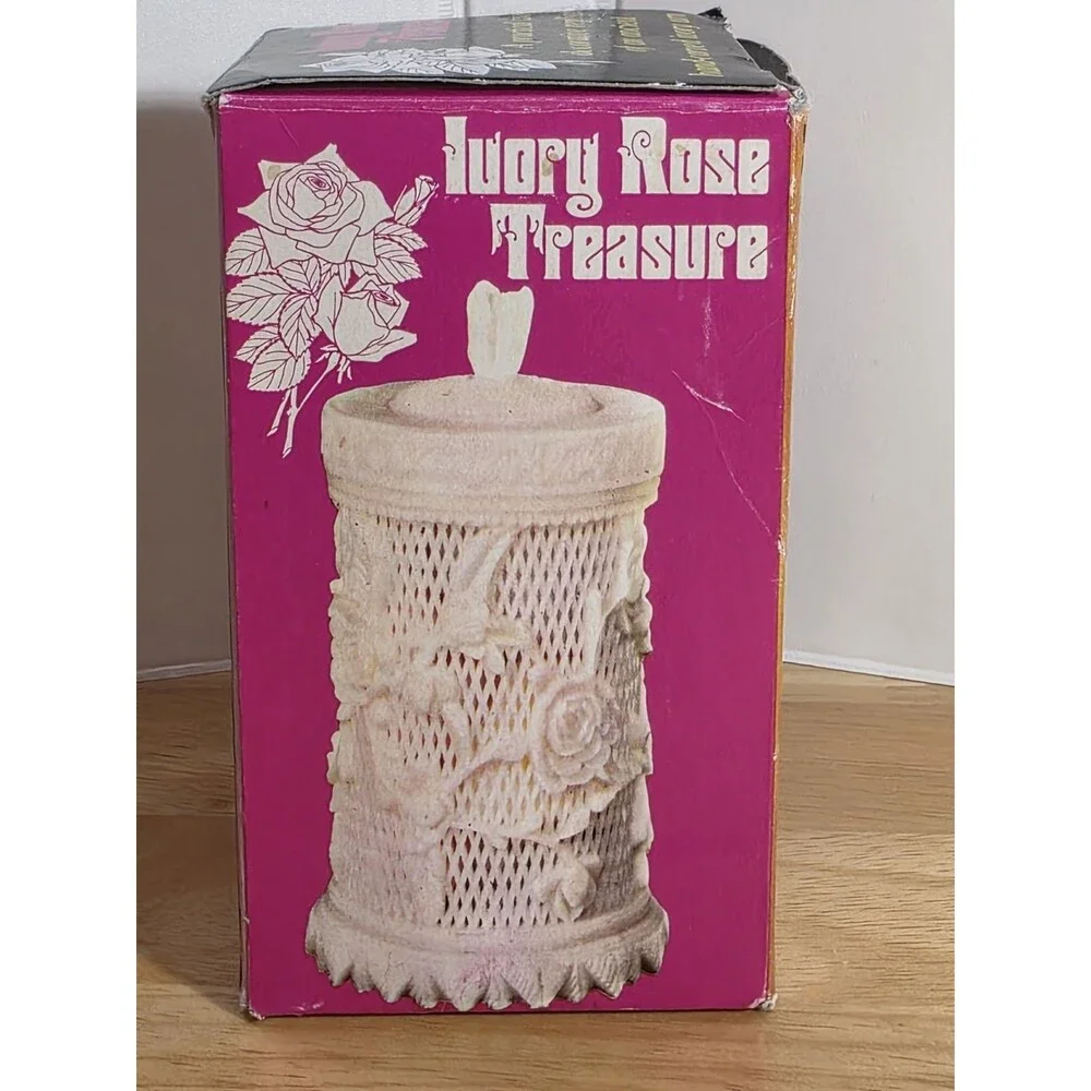 Vtg Ivory rose Treasure Container part sticks